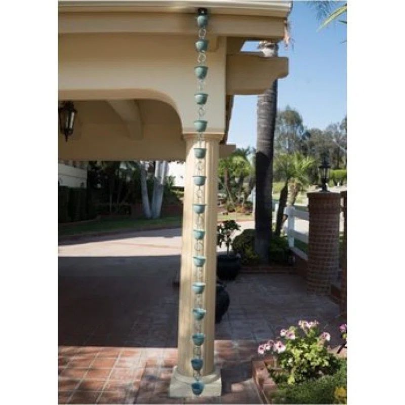 Pewter Hammered Aluminum Cup Rain Chain, 8.5 ft