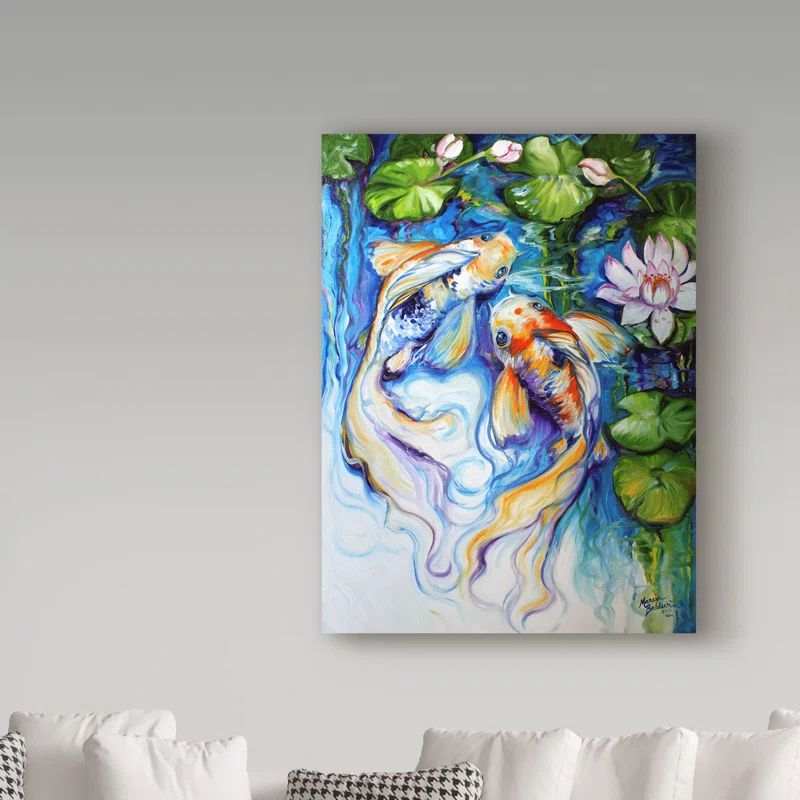 Marcia Baldwin Koi Fish and Lily Canvas Art 24'' x 18''