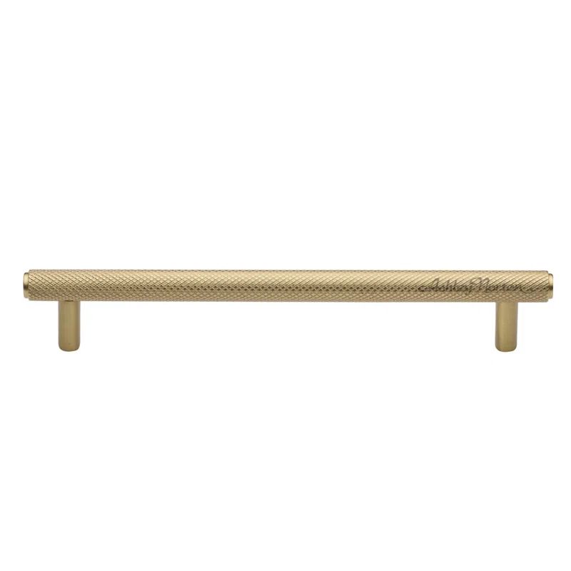 Satin Brass 8" Knurled Bar Pull with Mounting Hardware