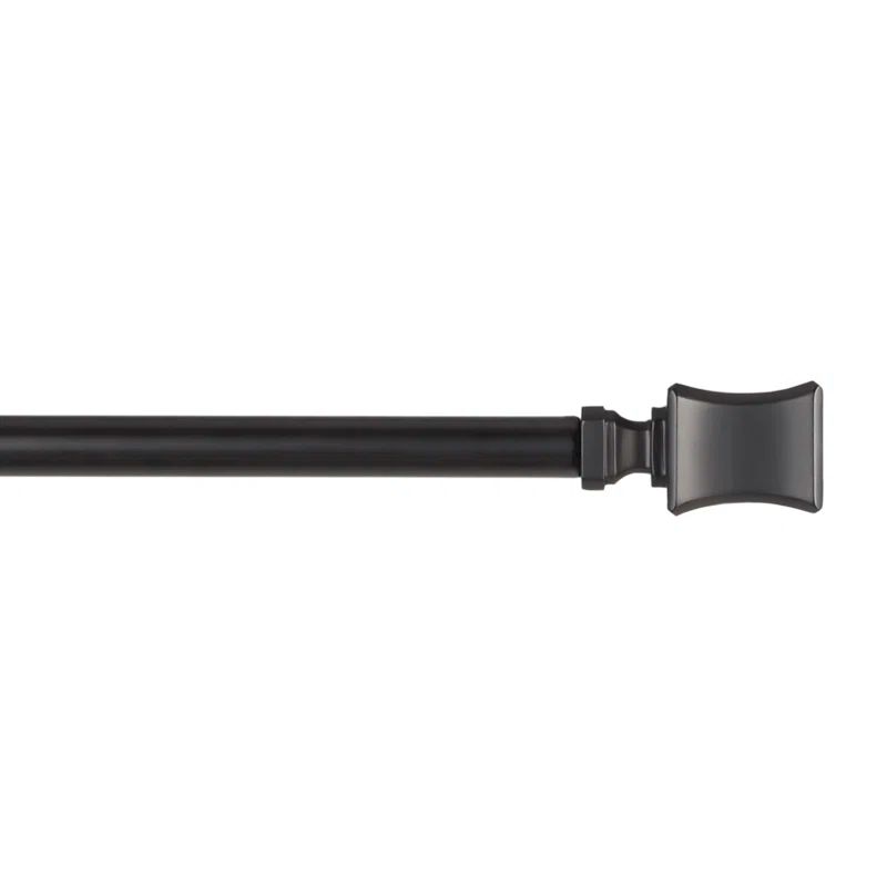 Matte Black Adjustable Curtain Rod with Resin Finials