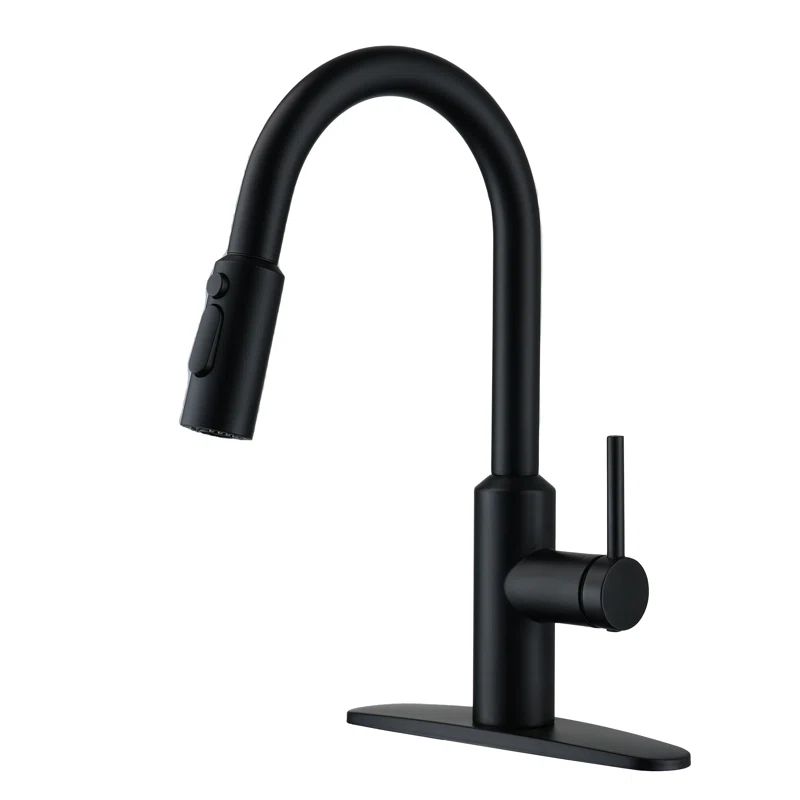 Matte Black Stainless Steel Single Handle Pull Down Kitchen Faucet