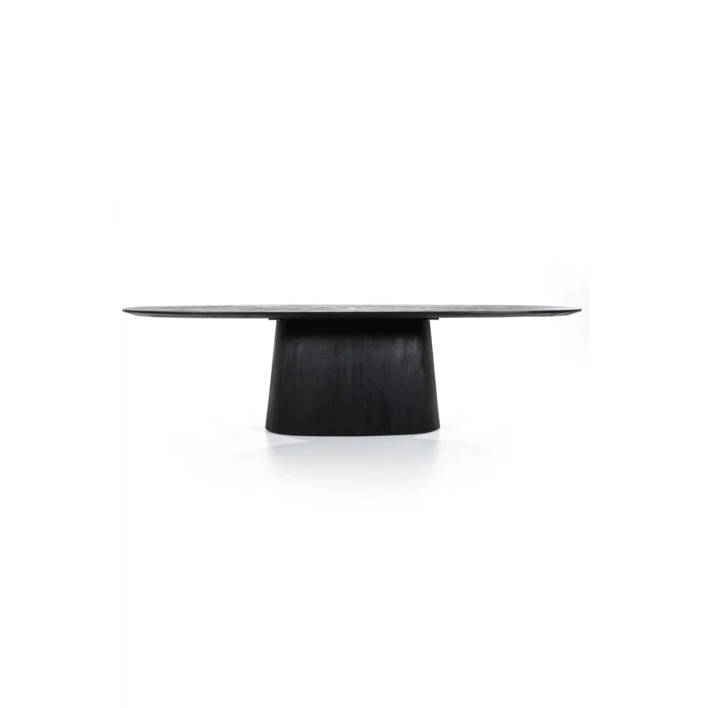 Aron Black Mango Wood Oval Dining Table, 43" W x 118" L