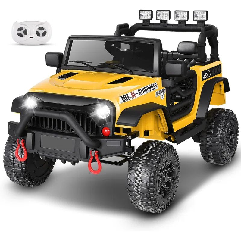 Yellow 24V Battery Powered Kids Ride-On Truck with Remote Control