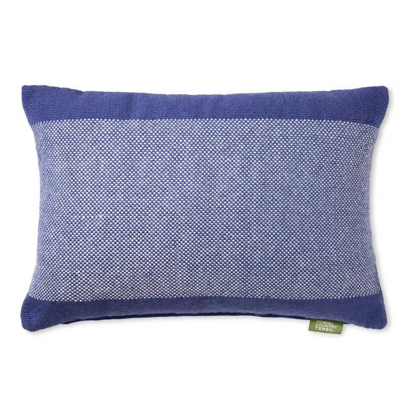 Blue and Ivory Square Recycled Outdoor Pillow 20"x20"