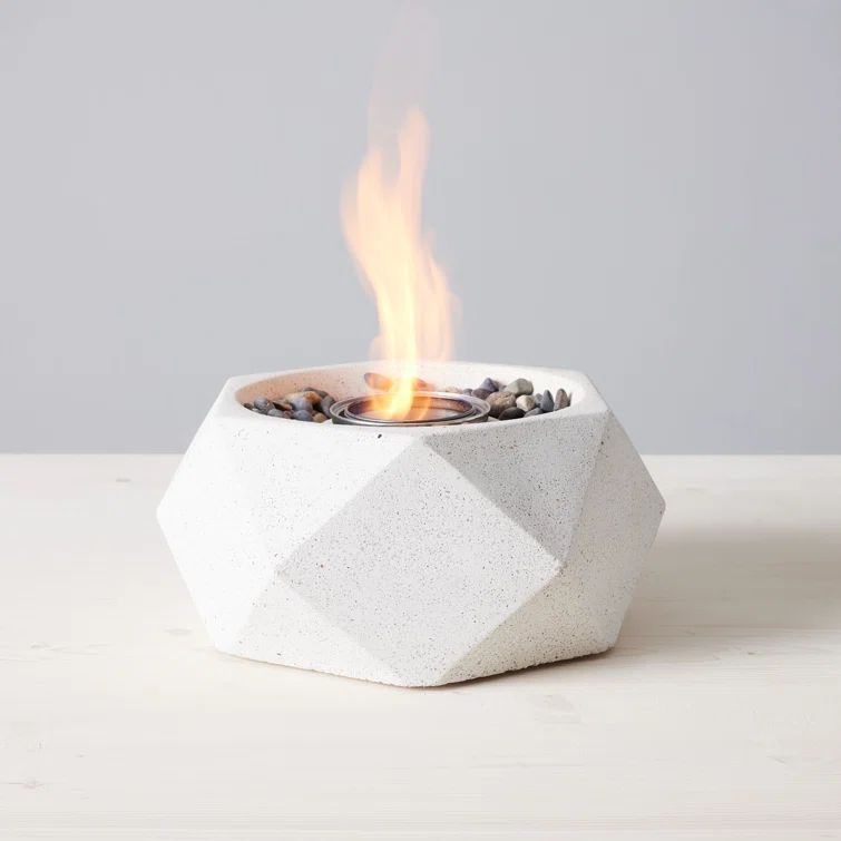 White Gel Fuel Free-Standing Tabletop Fire Bowl