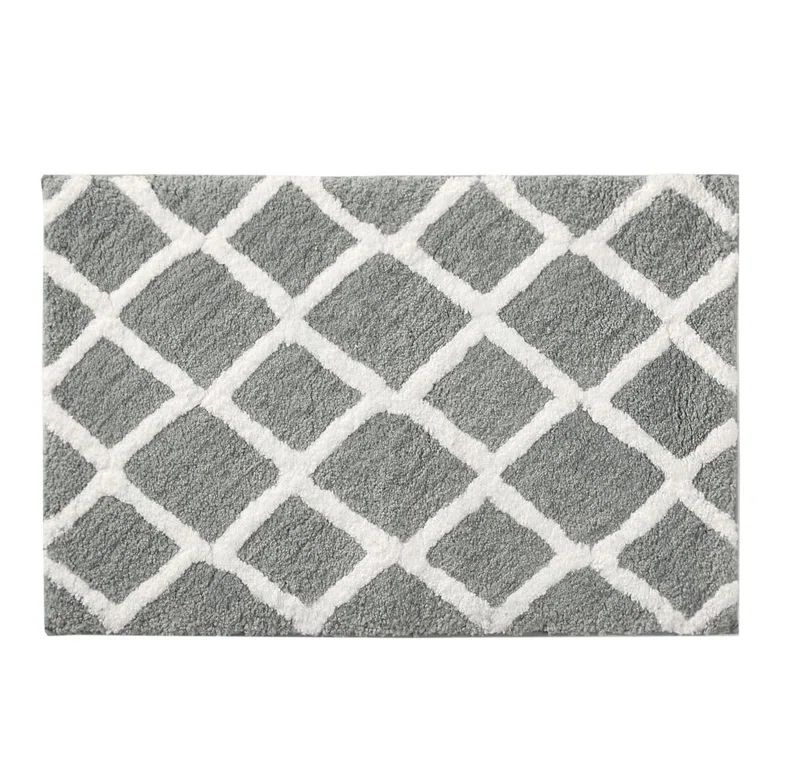 Modern Reversible Tufted Microfiber Bath Rug in Grey