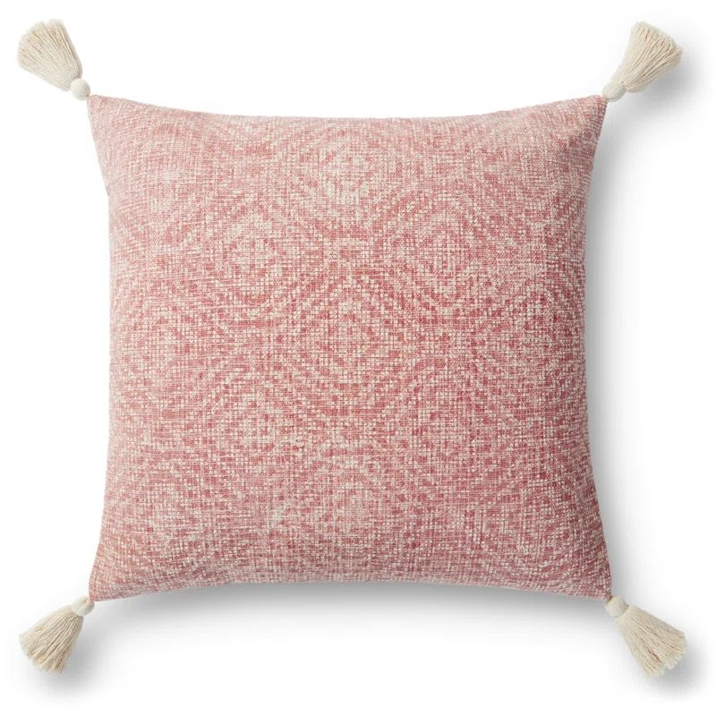 Pink Cotton Square Kids Pillow with Tassels