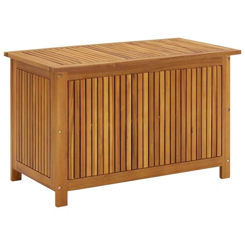 Solid Acacia Wood Outdoor Deck Box with Water-Resistant Bag
