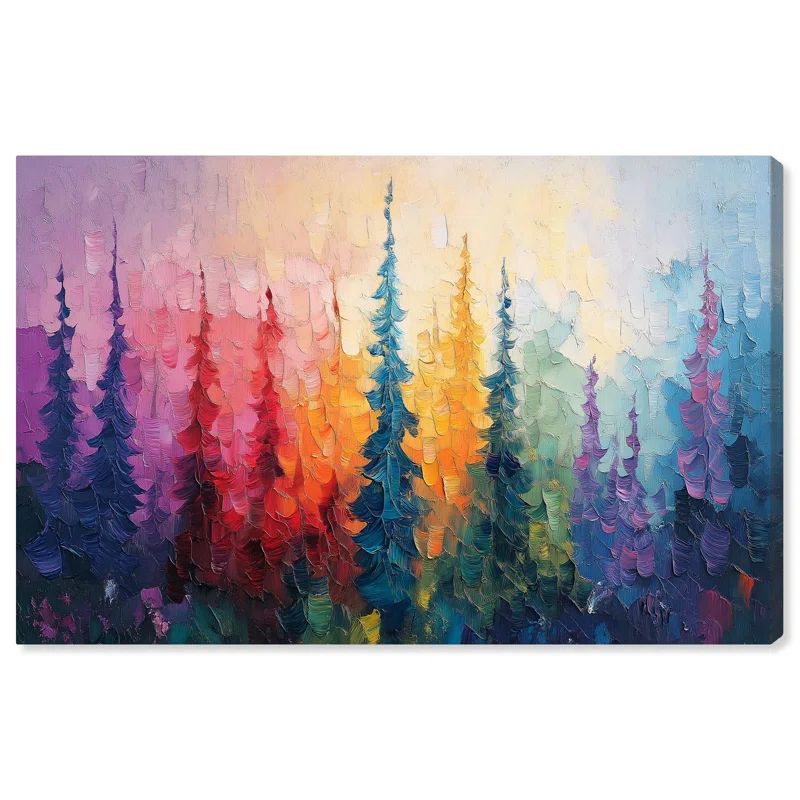 Vibrant Abstract Forest Canvas Art in Multicolor
