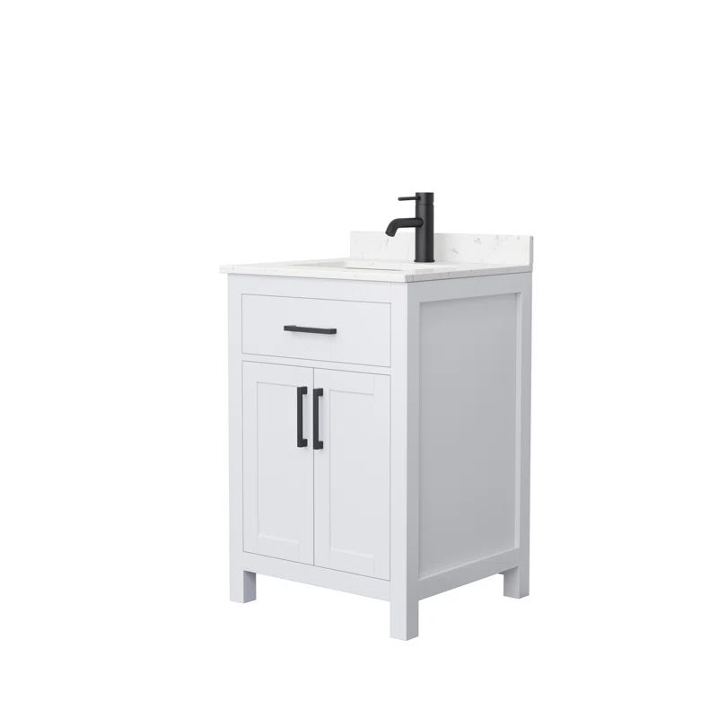 Beckett 24" White Single Vanity with Carrara Marble Top