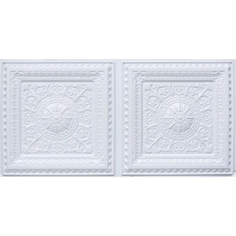 Economy La Scala White PVC Decorative Ceiling Tiles, 4-ft x 2-ft, Set of 50
