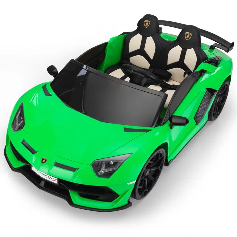 24V Green Lamborghini Ride-On Car with Dual Motors and Remote Control