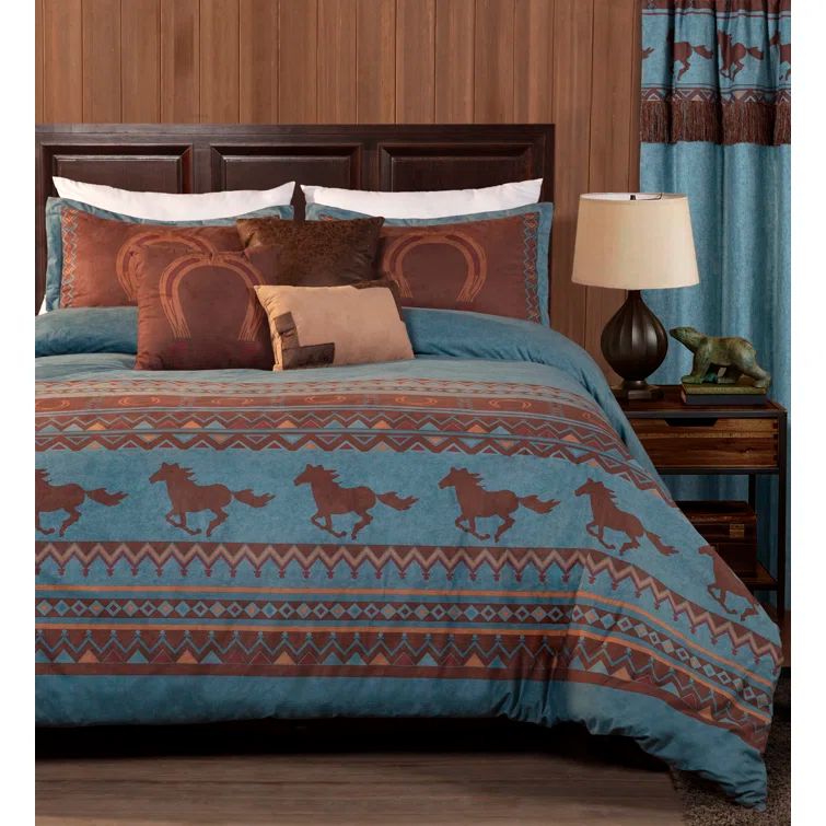 Russet Brown Queen Southwestern Microsuede Comforter Set