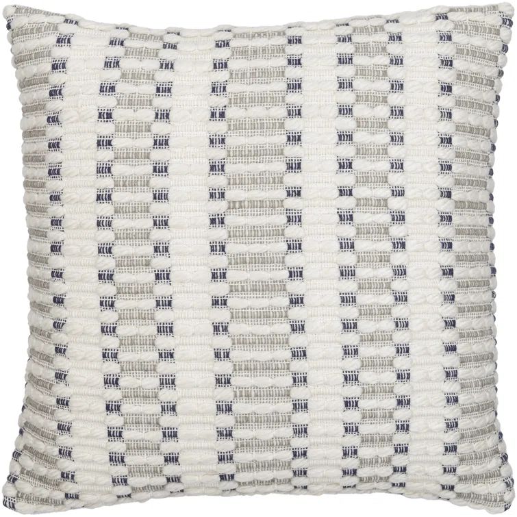 18" Square White and Gray Geometric Polyester Throw Pillow