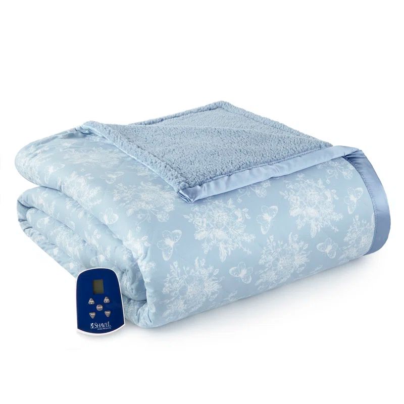 Twin Toile Wedgewood Fleece Sherpa Reversible Electric Blanket