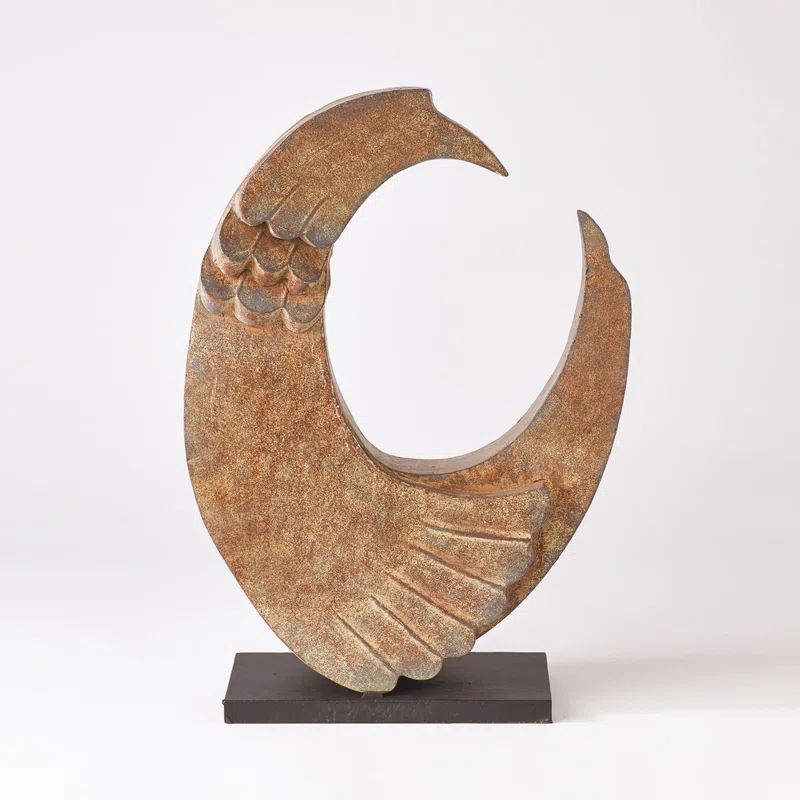 Abstract Brown Iron Rooster Figurine Sculpture