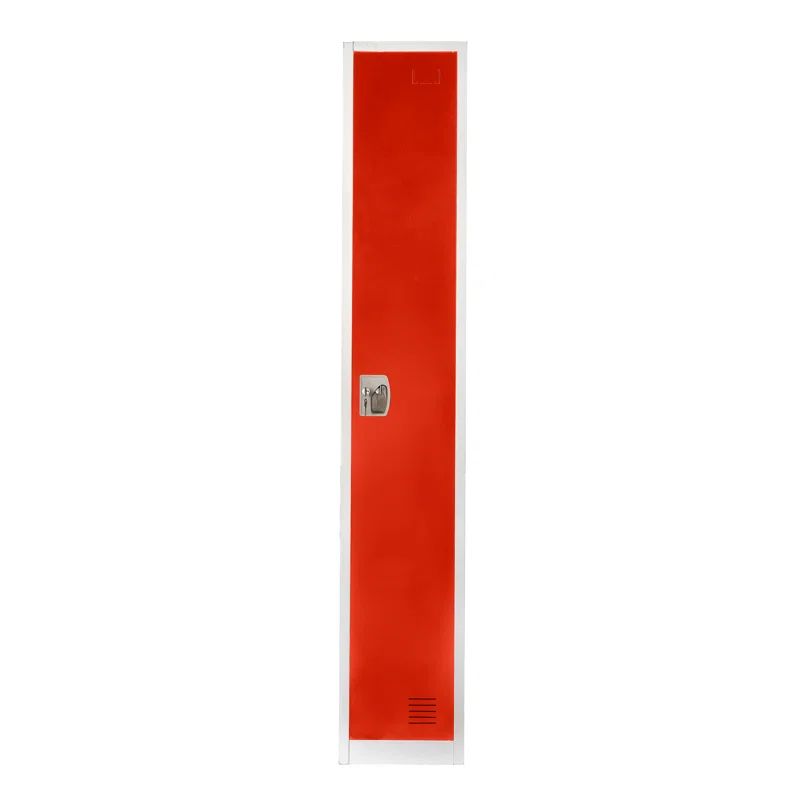 Red Steel Freestanding Locker with Adjustable Shelving