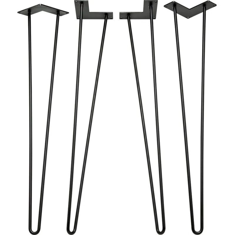 Sleek 6" Matte Black Hairpin Table Legs, 4-Pack
