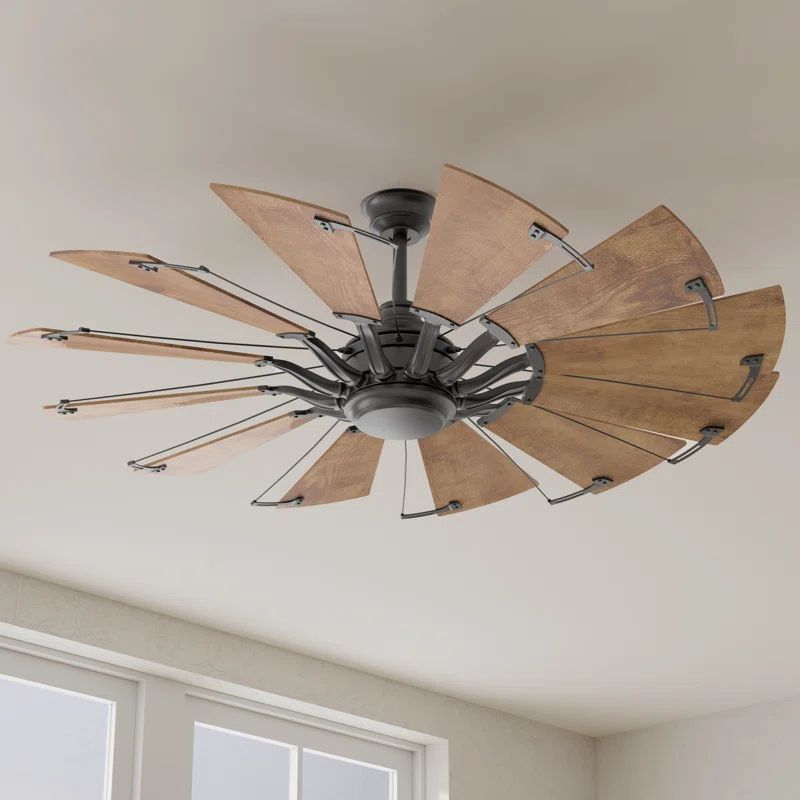 Rustic 60'' Walnut Windmill Ceiling Fan with Remote