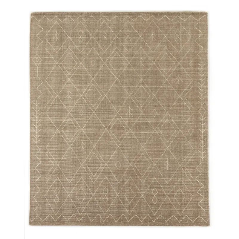 Gray Hand-Knotted Wool and Cotton Moroccan 8' x 10' Rug