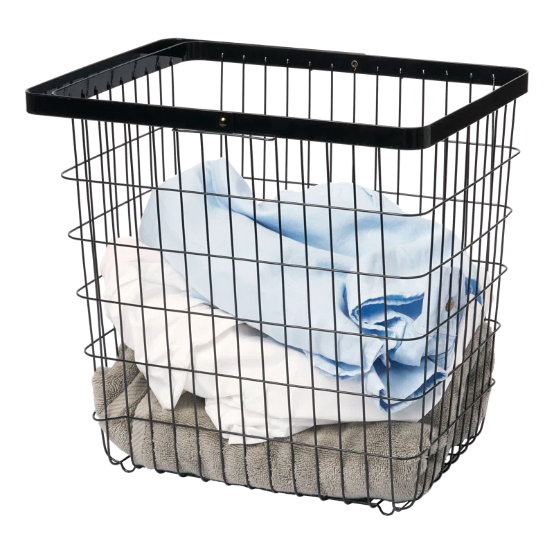 Large Black Steel Wire Laundry Basket