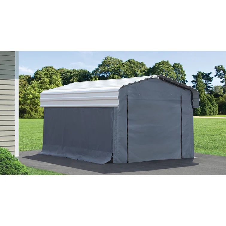 Gray Polyethylene Fabric Enclosure Kit for 10 x 15 ft Carports