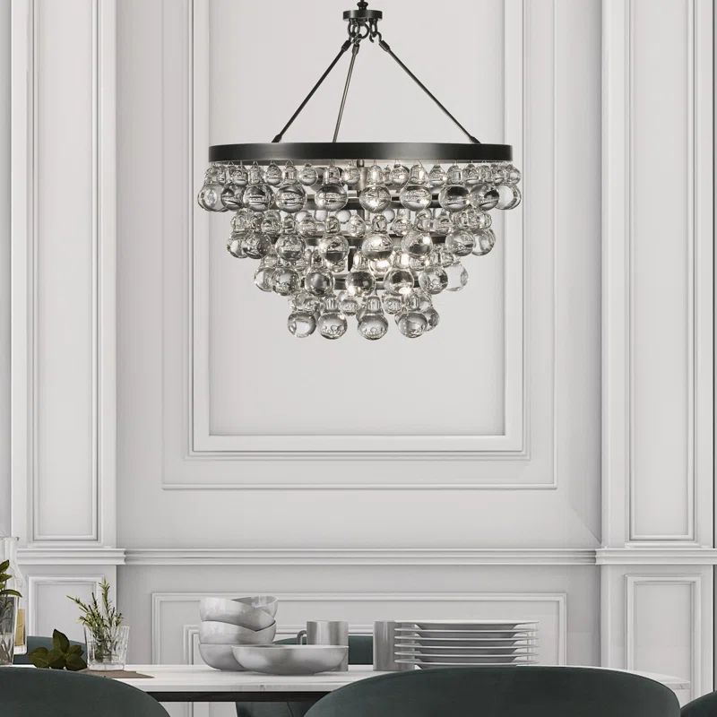 Deep Patina Bronze Crystal Tiered Chandelier