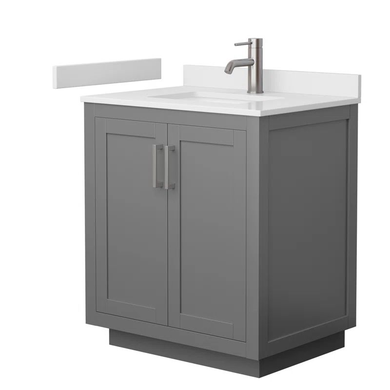 Miranda 30" Dark Gray Freestanding Single Bathroom Vanity with White Cultured Marble Top
