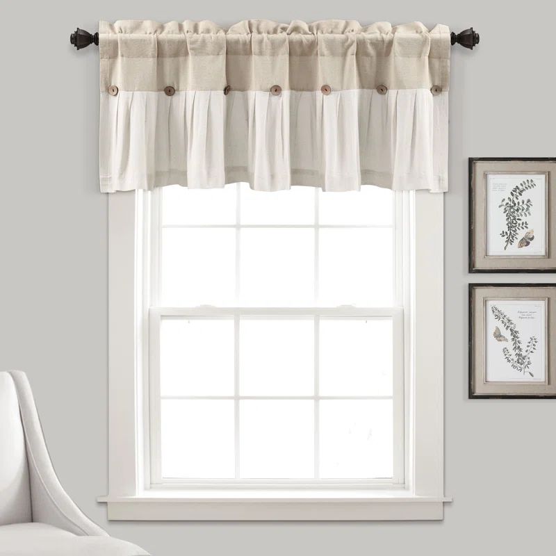 Off-White Linen Button Cotton Blend Window Valance