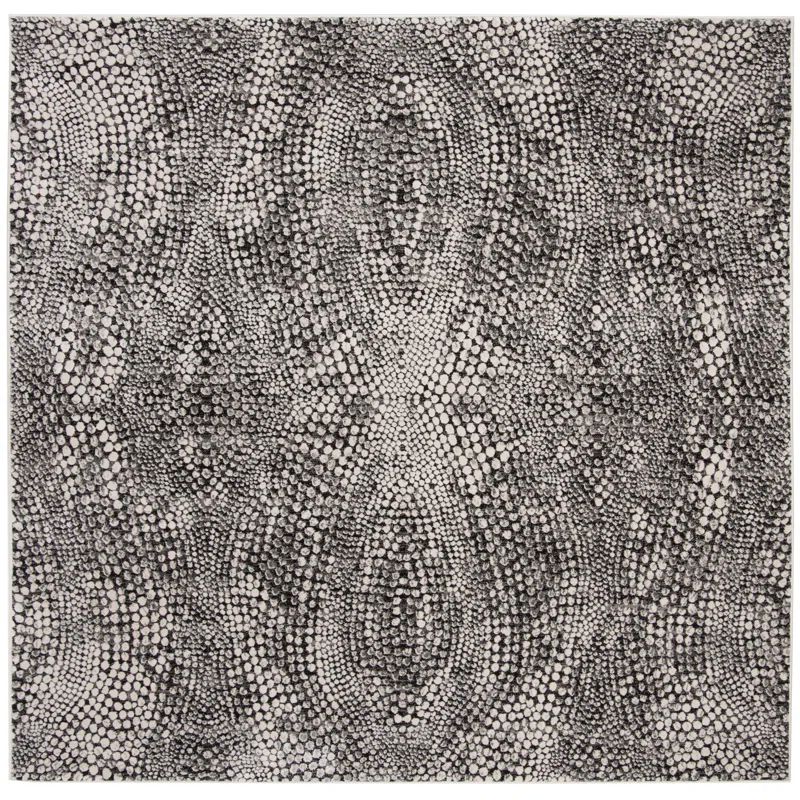 Gray Abstract High Pile Synthetic Area Rug