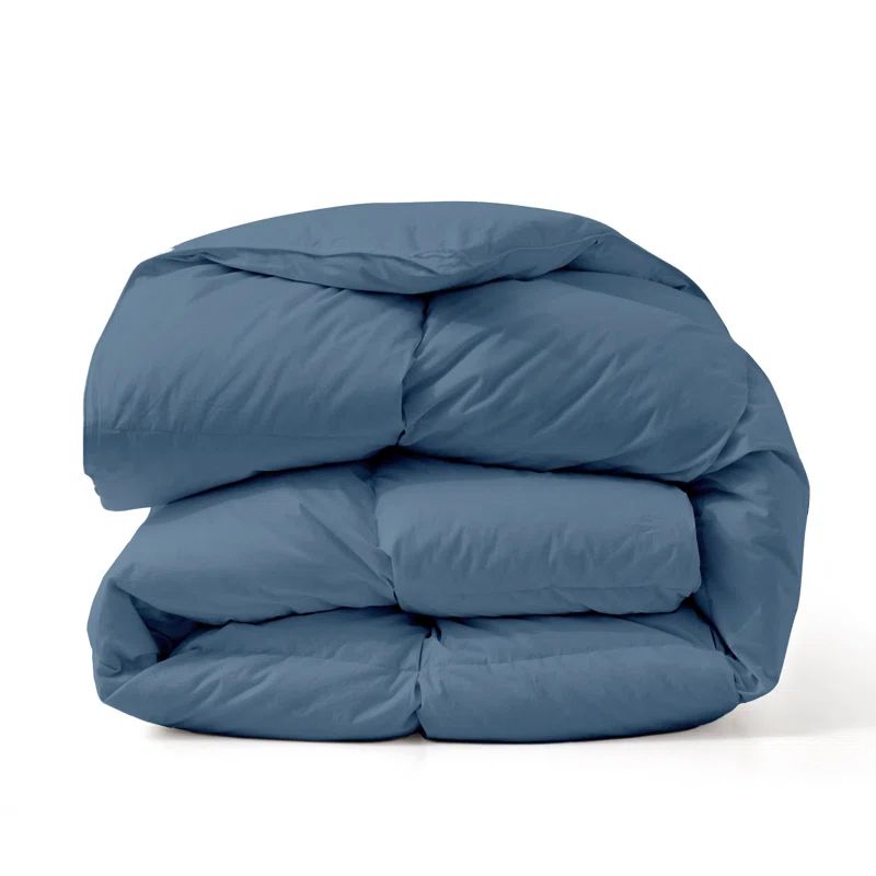 Full Blue Cotton Goose Down Comforter
