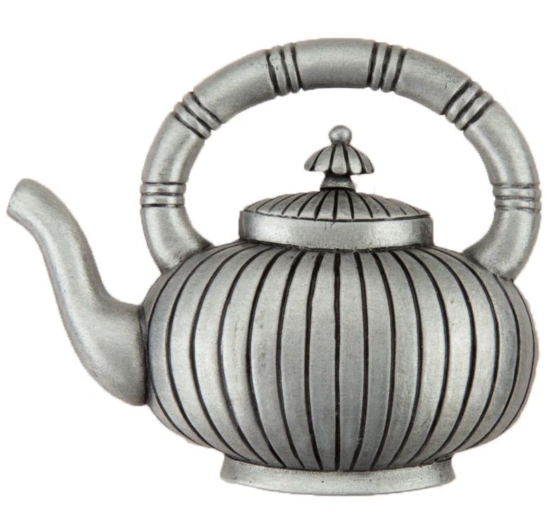 Antique Pewter Teapot Cabinet Knob with Mounting Hardware