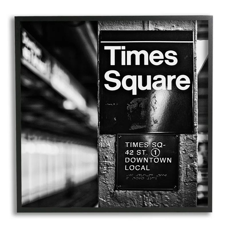 Black Framed Times Square Subway Photography Print, 17 x 17