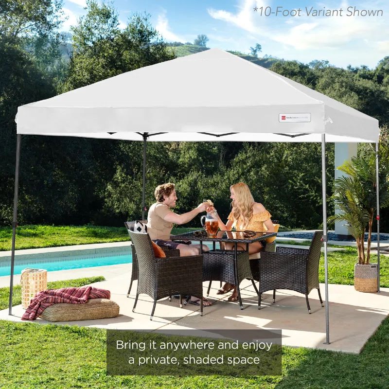 12ft x 12ft White Adjustable Height Pop-Up Canopy Tent