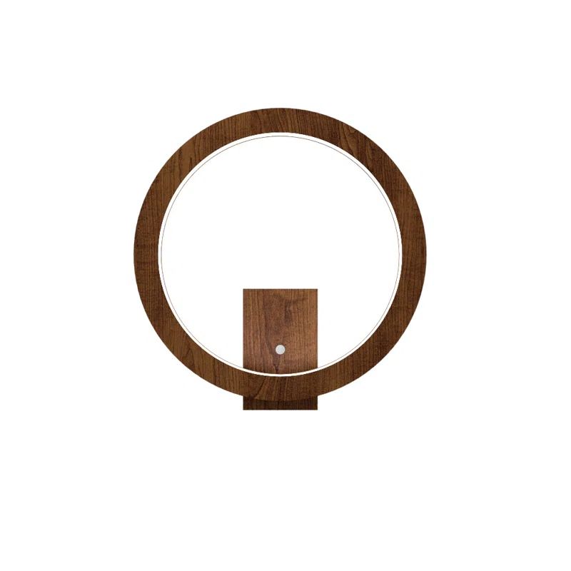 Imbuia Wood LED Circle Wall Sconce