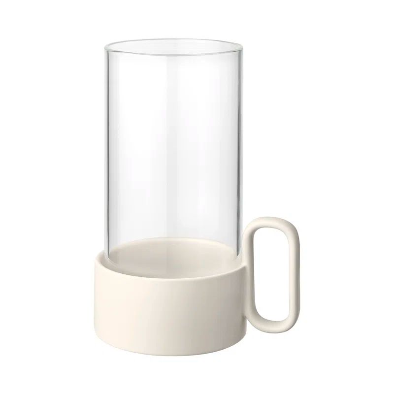 Moonbeam Ceramic and Glass Hurricane Candle Lantern
