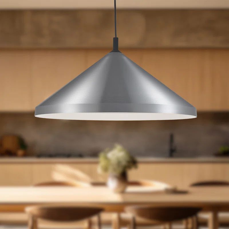 Brushed Nickel and Black Aluminum Drum Pendant Light