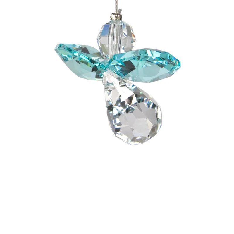Blue Zircon Crystal Guardian Angel Suncatcher Ornament
