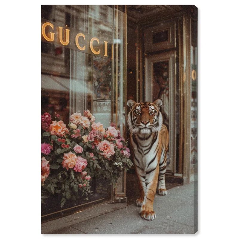 Large Tiger in Urban Setting Canvas Wall Art