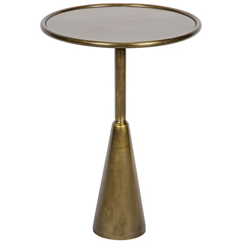 Antique Brass Round Hiro Accent Table, 17in Diameter
