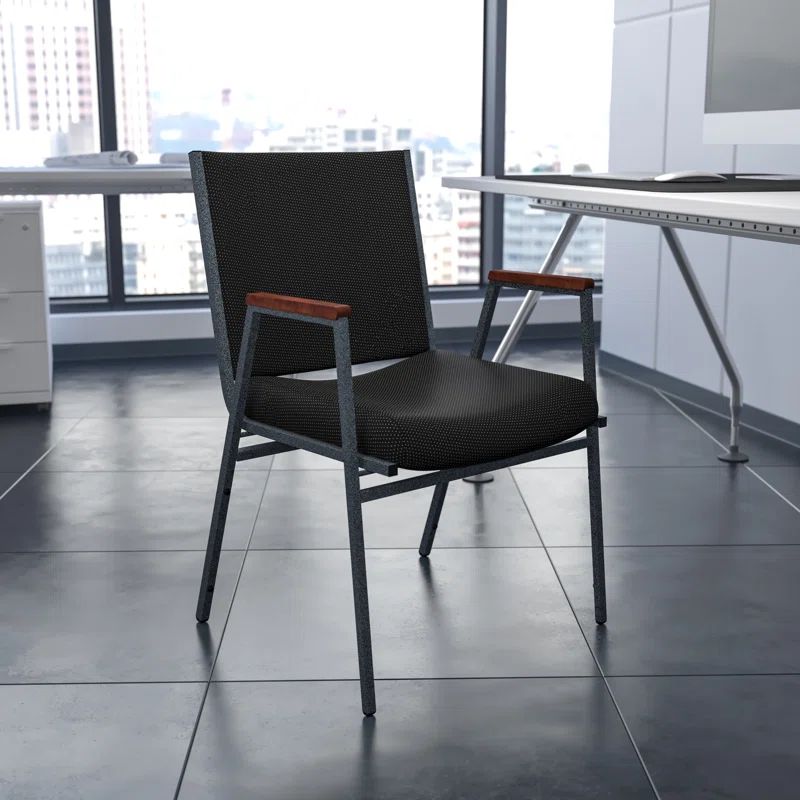 Hercules Series 31'' Heavy Duty Black Fabric Stack Chair with Silver Frame