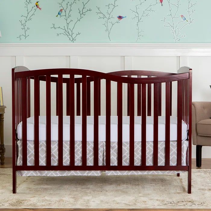 Cherry Pinewood 5-in-1 Convertible Crib with Adjustable Mattress Heights