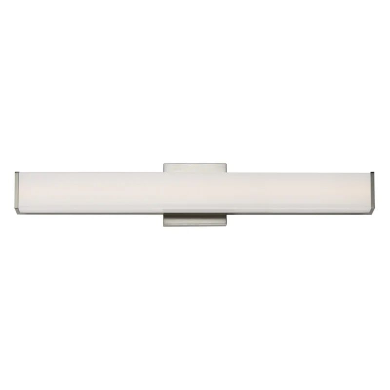 30" Satin Nickel and White Glass LED Vanity Light