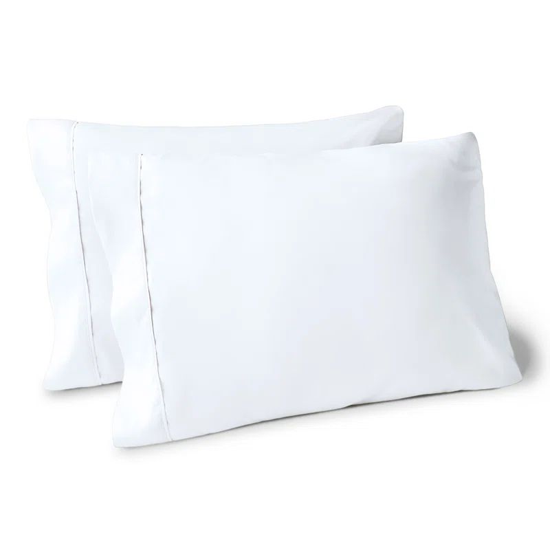White Cotton Hypoallergenic Embroidered Standard Pillowcase Set