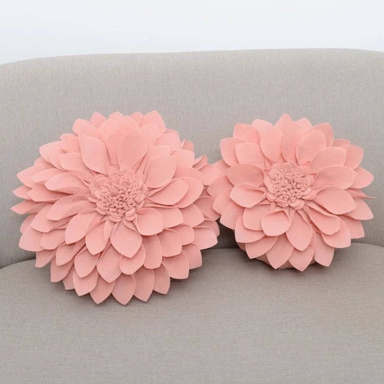 Green Felt Flower Shaped Throw Pillow