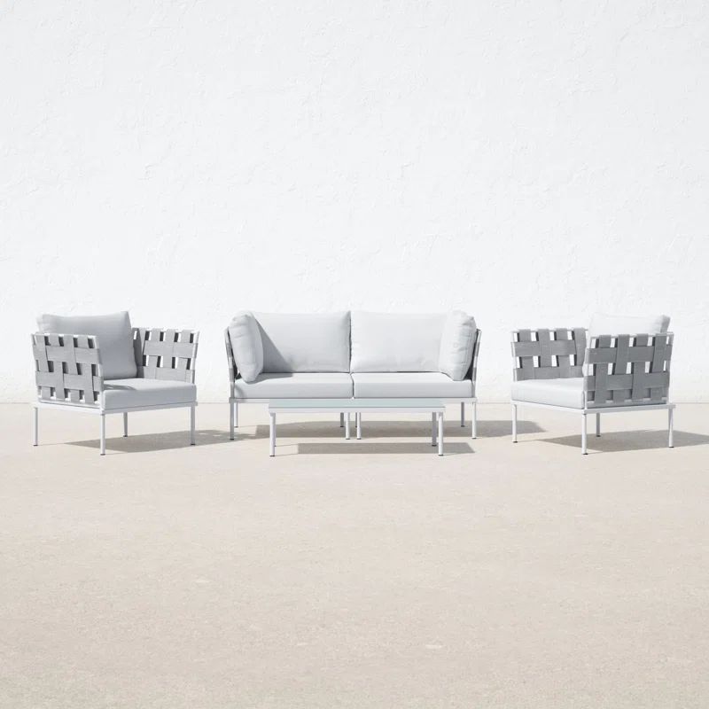 Modway Harmony 5-Piece White Aluminum Outdoor Sectional Sofa Set