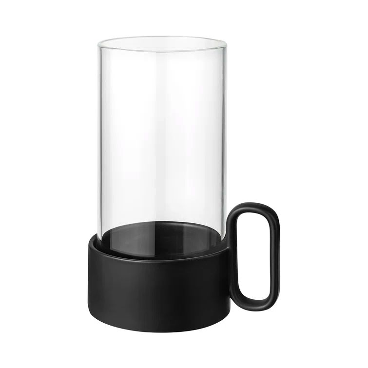 Moonbeam Ceramic and Glass Hurricane Candle Lantern