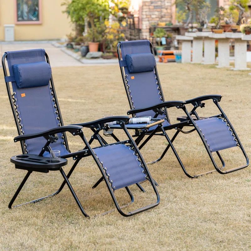 Blue Steel Zero Gravity Chaise Lounger Set with Cushions