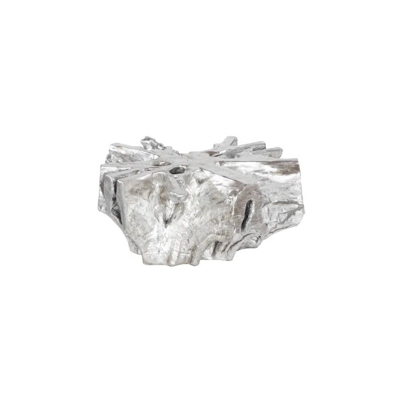 Silver Leaf Cast Metal Rectangular Coffee Table