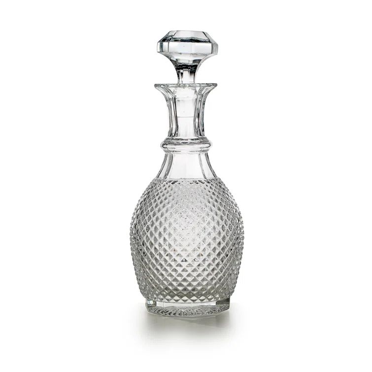 Clear Crystal Diamond-Cut Glass Decanter